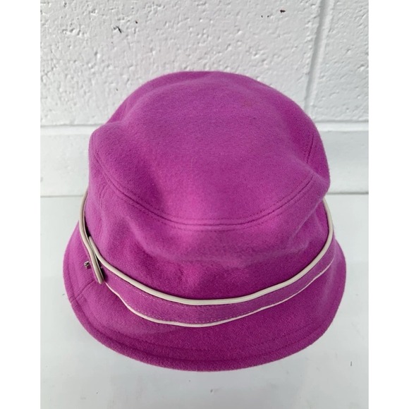 VTG Y2K Coach Bright Pink Bucket Hat Wool Blend Leather Trim / Women\'s Small P/S main image 6